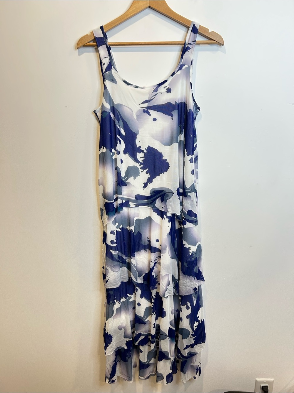 Laura Marble Print Maxi Dress Blue White Pattern - Picture 5 of 10